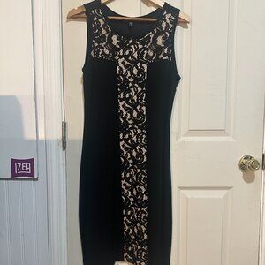 Karen Kane Black/Cream Contrast Floral Lace Stretch Sleeveless Sheath Dress Sz M